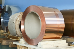 Metals- Non-ferrous copper rolls for trading being stored